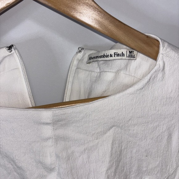 Abercrombie & Fitch White High Neck Mini Dress Sleeveless Back Zip Medium Tall - Picture 4 of 9